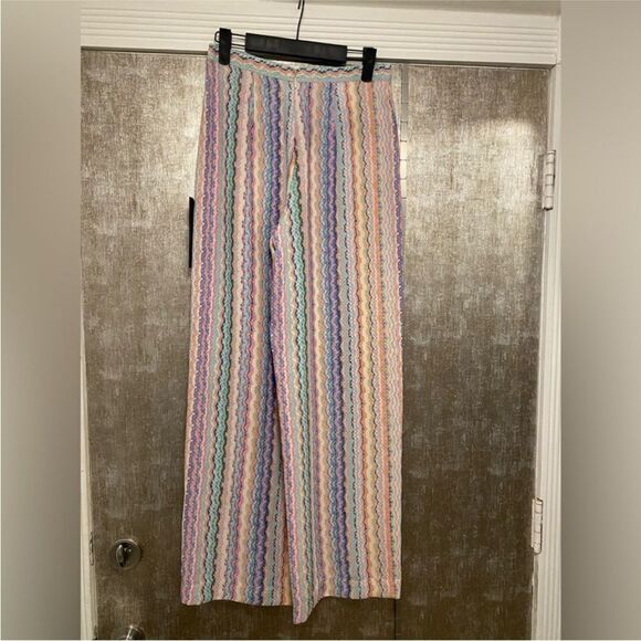 NWT Bcbg Maxazria Multicolor Striped Women's split Wide-Leg Pants, XXS - Picture 7 of 10